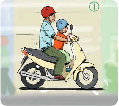 Cẩn thận khi cho con ngồi trước xe máy 1